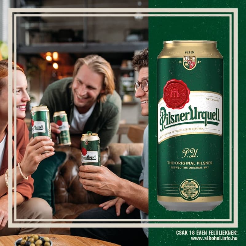 Pilsner Urquell minőségi világos sör 4,4% (6-os multipack)
