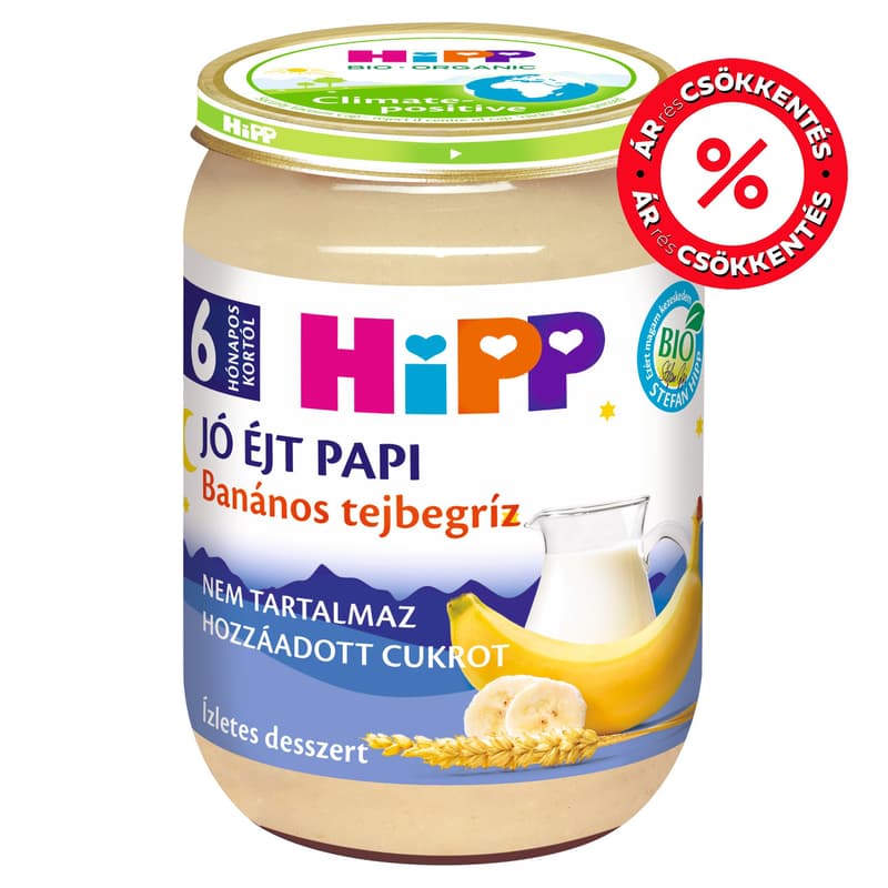 Hipp Jó Éjt Papi BIO banános tejbegríz bébidesszert 6 hónapos kortól