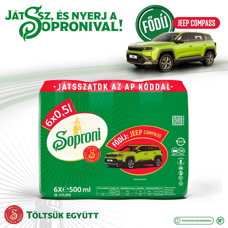Soproni Lager világos sör 4,5% (6 db)