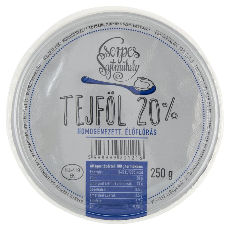Cserpes Homogénezett tejföl 20%
