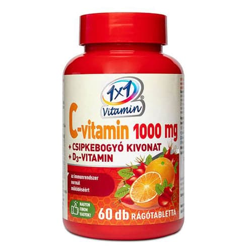1x1 Vitaday C vitamin 1000mg D3 + csipkebogyó rágótabletta 60 db