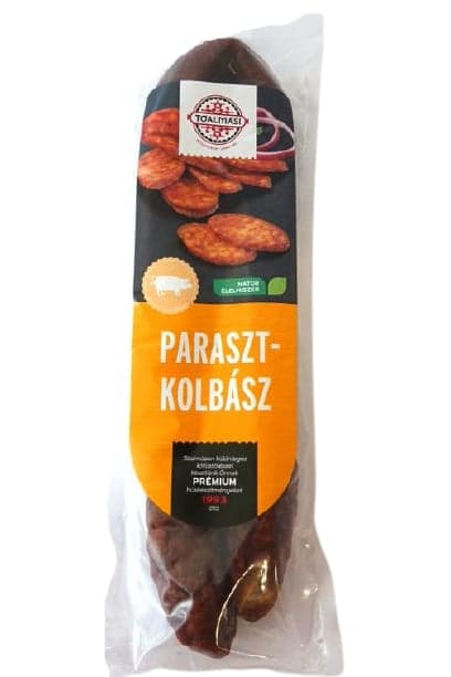 Tóalmási nitritmentes parasztkolbász csomagolva