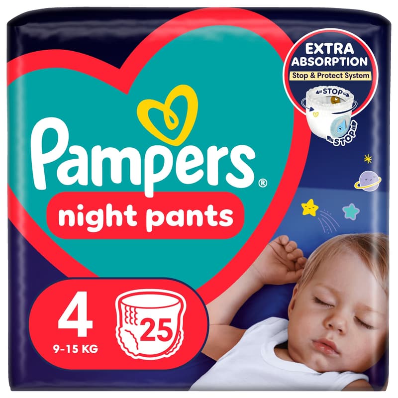 Pampers Night Pants Éjszakai Bugyipelenka, Méret: 4 (9-15 kg) 25 db