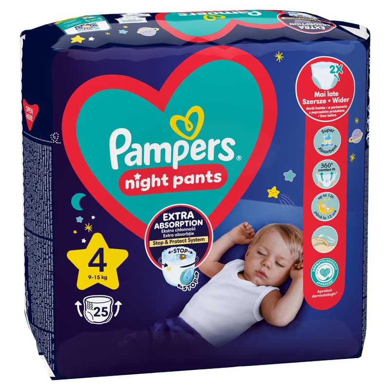 Pampers Night Pants Éjszakai Bugyipelenka, Méret: 4 (9-15 kg) 25 db