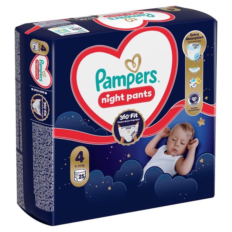 Pampers Night Pants Éjszakai Bugyipelenka, Méret: 4 (9-15 kg) 25 db