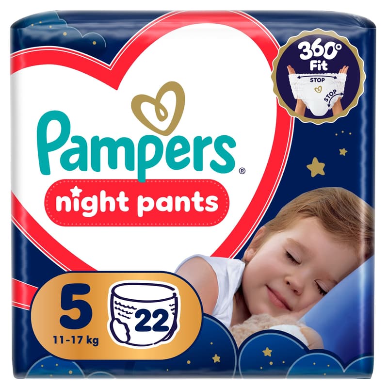 Pampers Night Pants Éjszakai Bugyipelenka, Méret: 5 (11-17 kg) 22 db