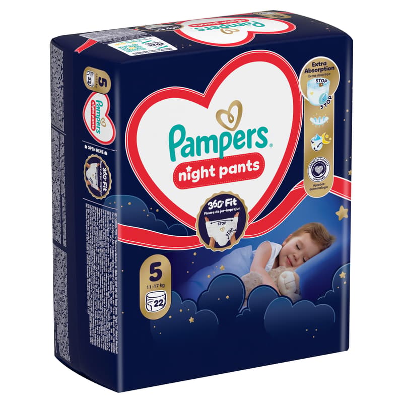Pampers Night Pants Éjszakai Bugyipelenka, Méret: 5 (11-17 kg) 22 db
