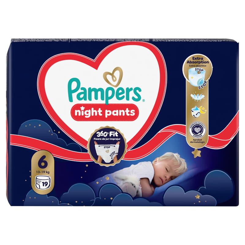 Pampers Night Pants Éjszakai Bugyipelenka, Méret: 6 (13+ kg) 19 db