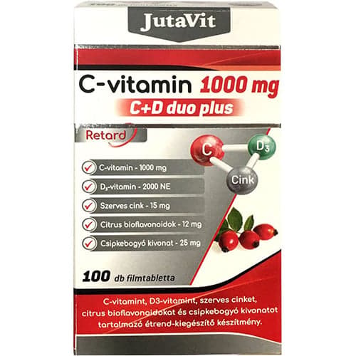 JutaVit C-vitamin 1000mg C+D DUO Plus retard filmtabletta 100 db
