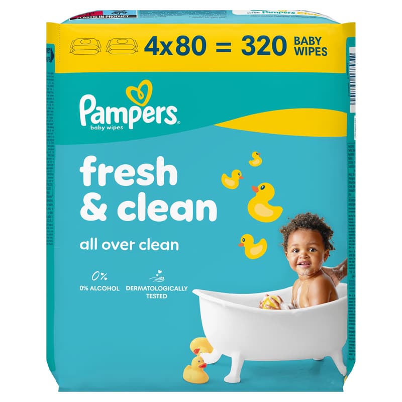 Pampers Fresh Clean Baby Nedves Törlőkendő, 4x80 db, 320 db