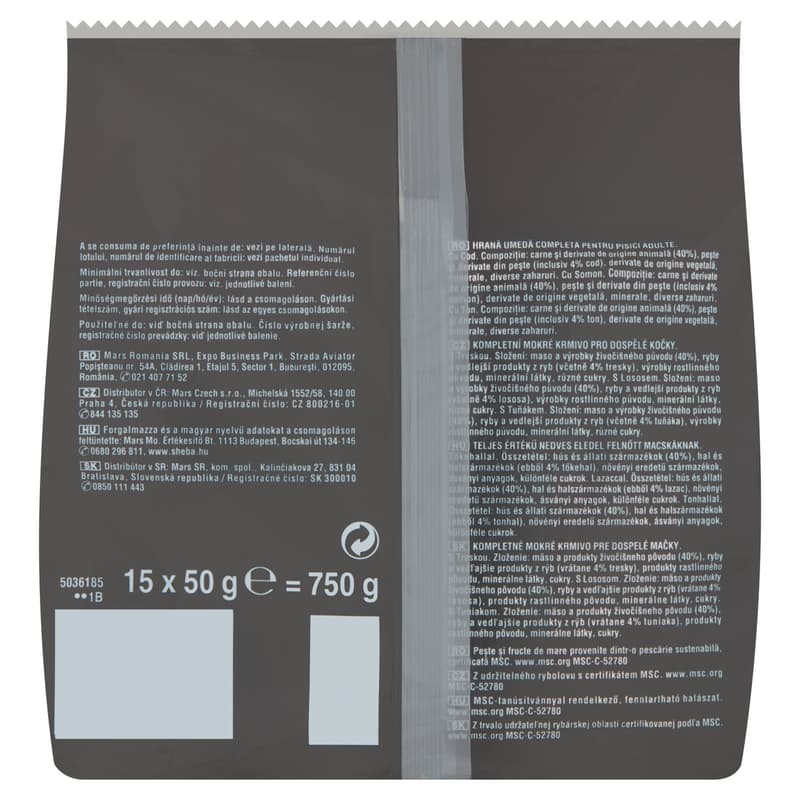 Sheba Fresh & Fine halas válogatás mártásban felnőtt macskák számára (15 x 50 g)