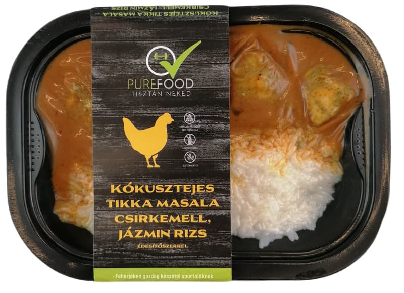 Purefood Kókusztejes tikka masala csirkemell, jázmin rizs