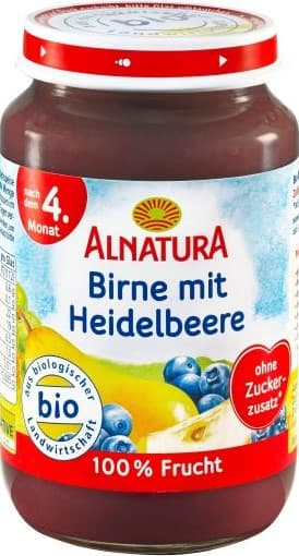 Alnatura BIO Körte áfonyával, 100% Gyümölcstartalom 4 hónapos kortól