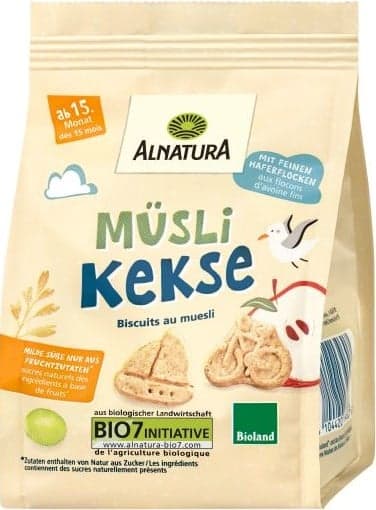 Alnatura Bio tönkölykeksz teljes kiőrlésű zabpehellyel és gyümölcsökkel 15 hónapos kortól