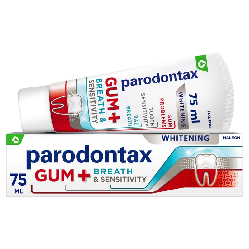Parodontax Gum + Breath & Sensitivity Whitening fluoridos fogkrém 75 ml
