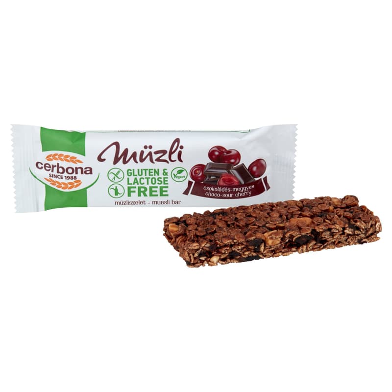 Cerbona Gluténmentes Meggyes-csokoládés szelet