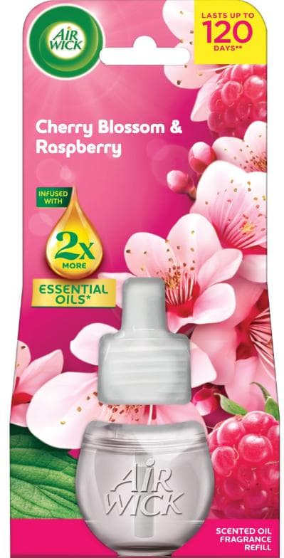Air Wick elektromos légfrissítő utántöltő, Cseresznyevirág és málna illat