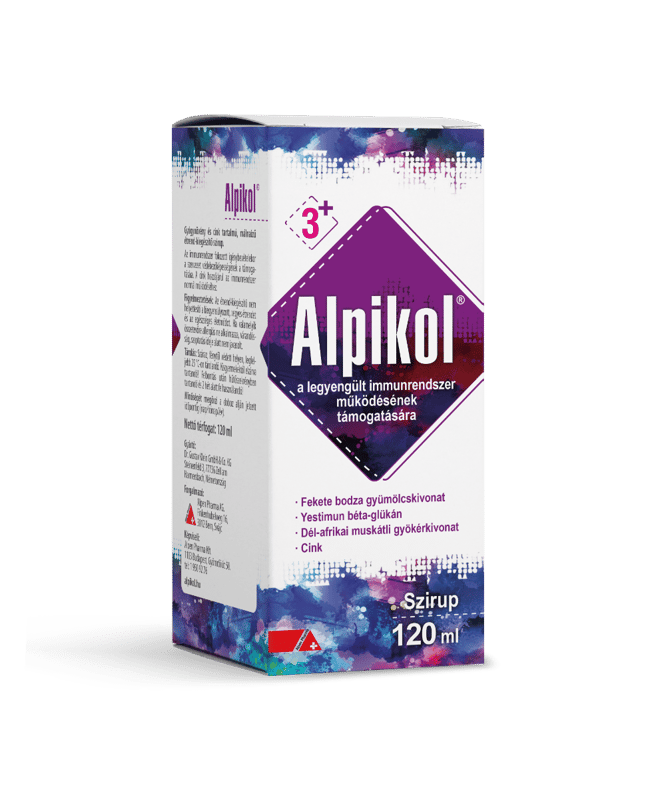 Alpikol gyógynövény szirup cinkkel, málna ízben 120ml