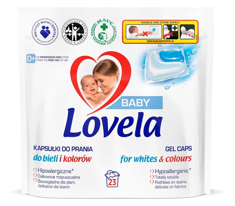Lovela Baby Gel Washing Capsules for White and Colored Laundry 23 Washes