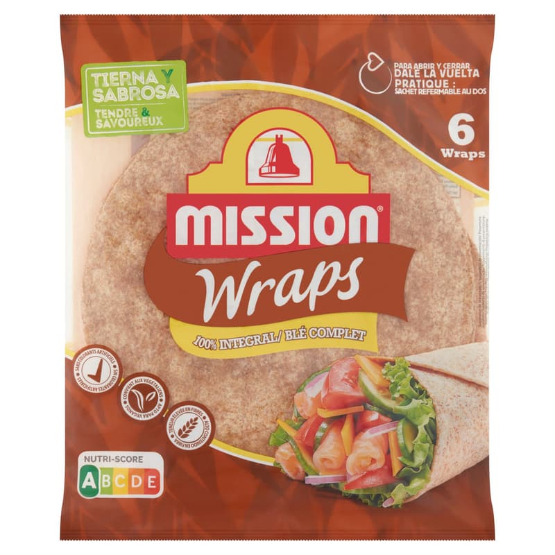 Mission Wholegrain Wraps - 25 cm, 6 pieces