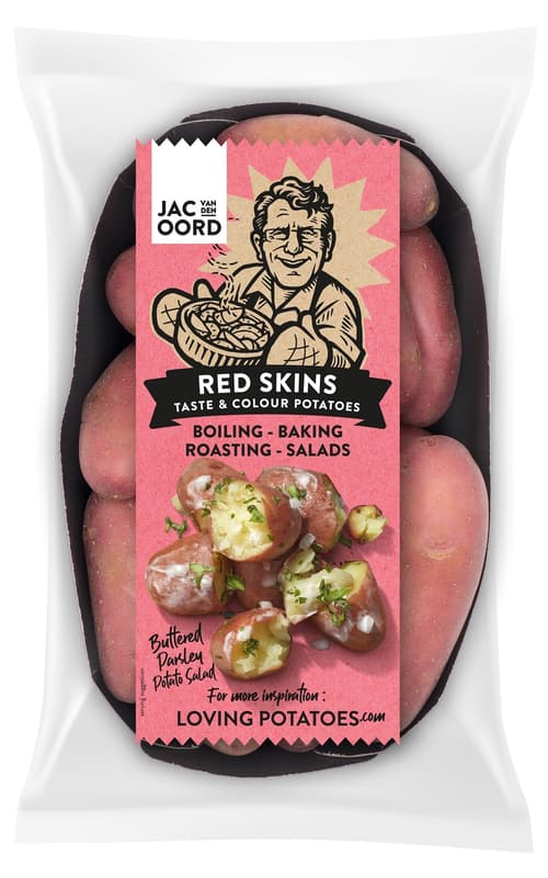 Jac's new crop red skin Franceline potatoes, packed