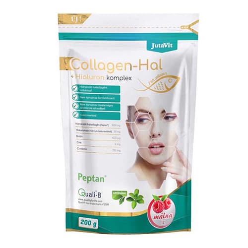 JutaVit Collagen-Hal+Hialuron Komplex por Málna 200g