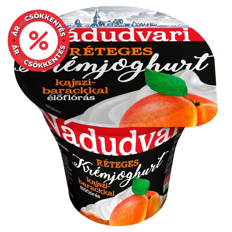 Nádudvari élőflórás, réteges krémjoghurt kajszibarackkal
