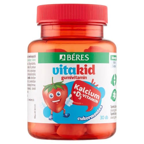 Béres VitaKid Ca + D₃ gumivitamin gumitabletta eper 30 db