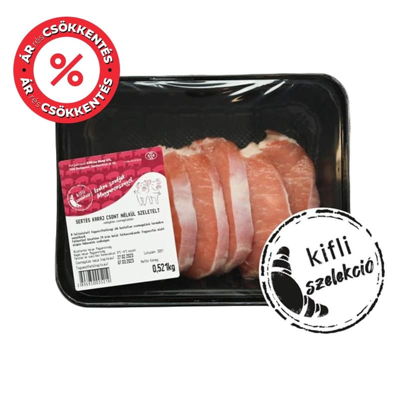 Kifli Szelekció Sertés karaj, szeletelt (csont nélkül, védőgázas csomagolásban)