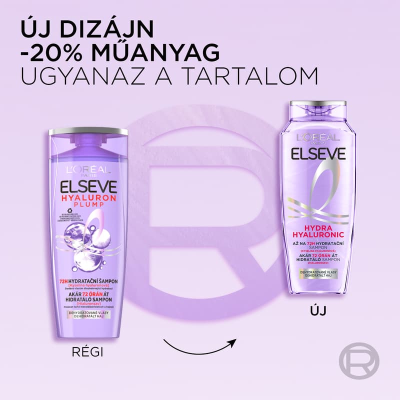 L’Oréal Paris Elseve Hyaluron Plump akár 72 órán át hidratáló sampon hialuronsavval