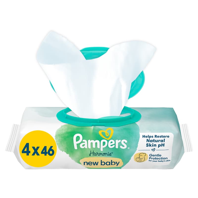 Pampers Harmonie Nedves Törlőkendő New Baby, 4x46 db