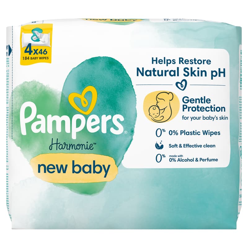 Pampers Harmonie Nedves Törlőkendő New Baby, 4x46 db