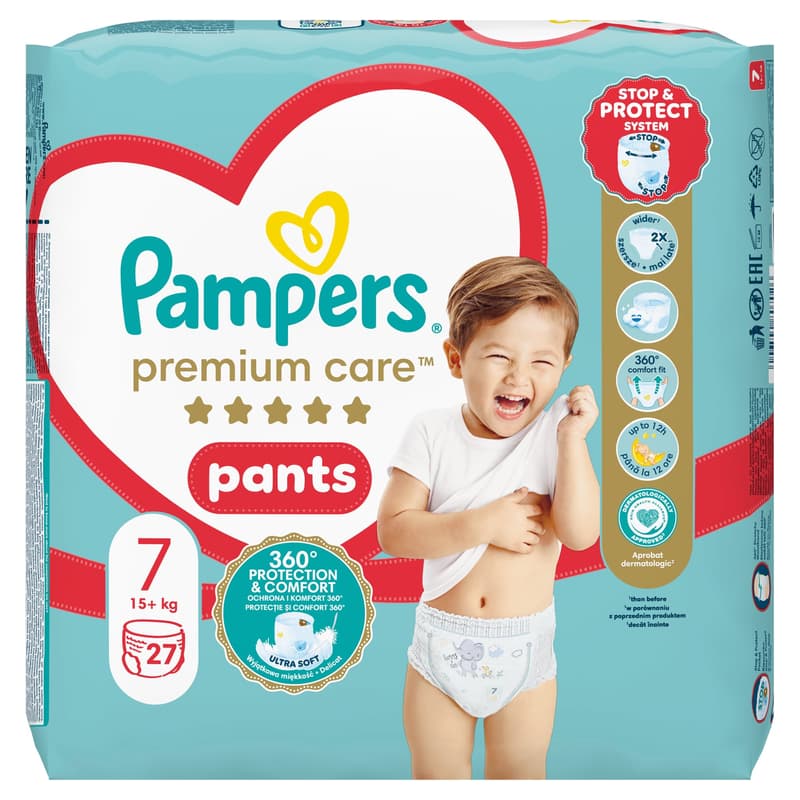 Pampers Premium Care Pants Bugyipelenka, Méret: 7 (15+ kg) 27 db