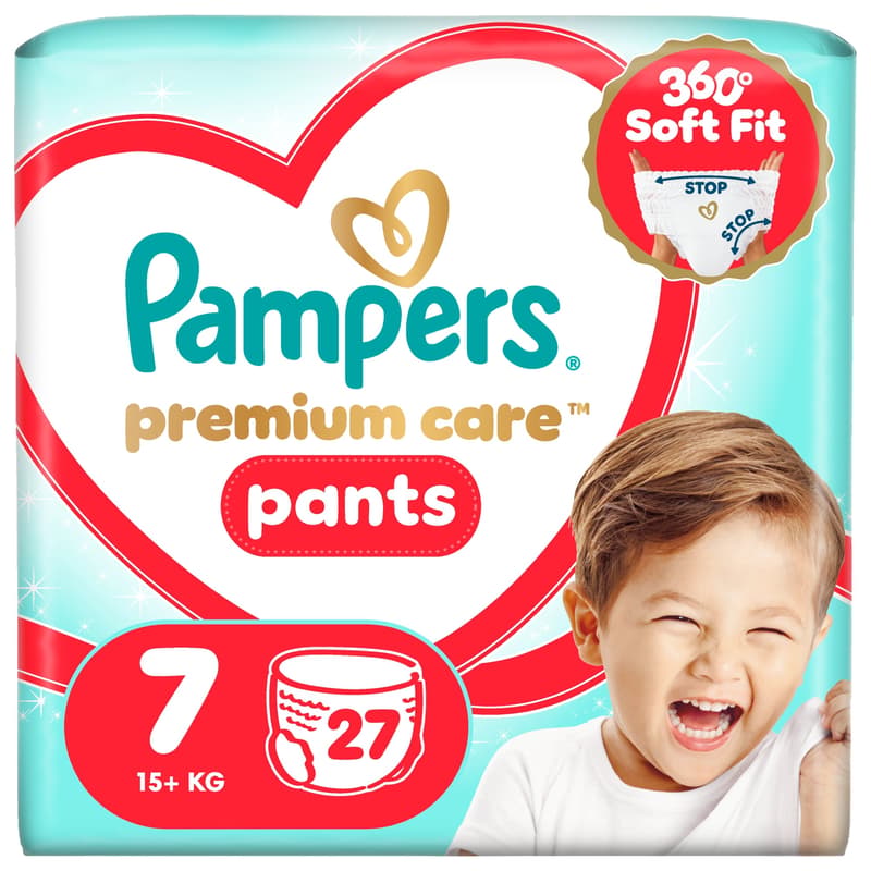 Pampers Premium Care Pants Size 7, 27 Diapers, 17kg+