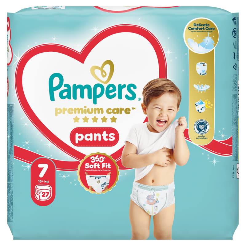 Pampers Premium Care Pants Size 7, 27 Diapers, 17kg+