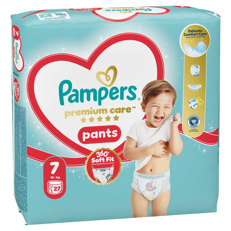 Pampers Premium Care Pants Size 7, 27 Diapers, 17kg+