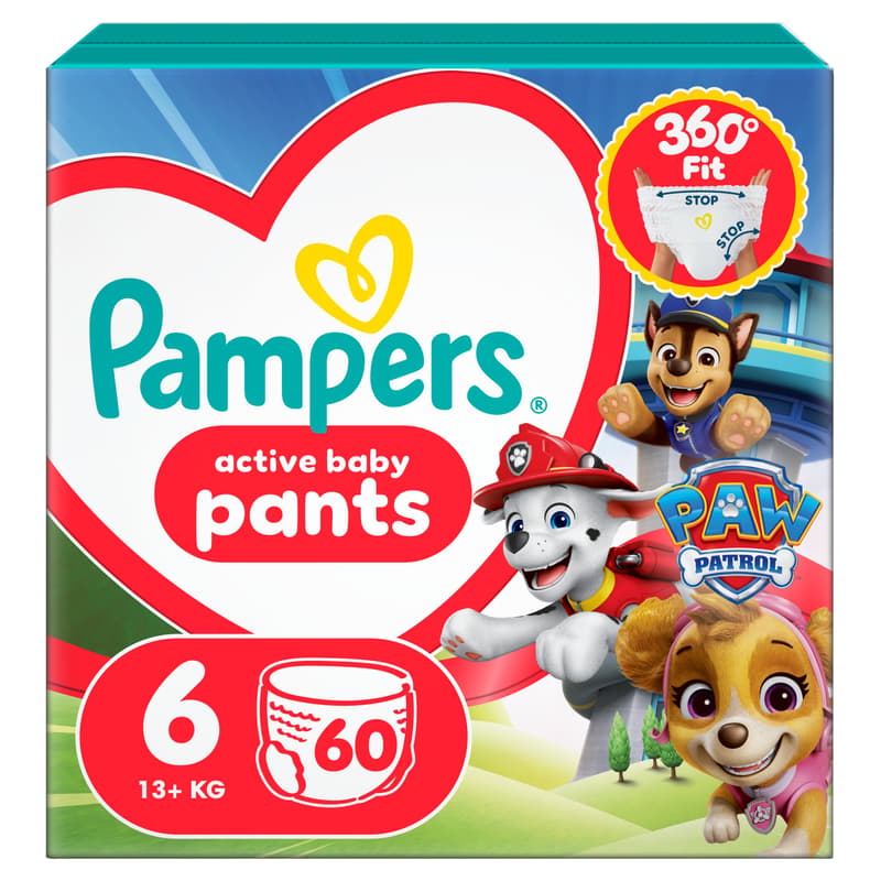 Pampers Baby-Dry Pants Paw Patrol Edition Size 6, 60 Nappies, 14kg - 19kg