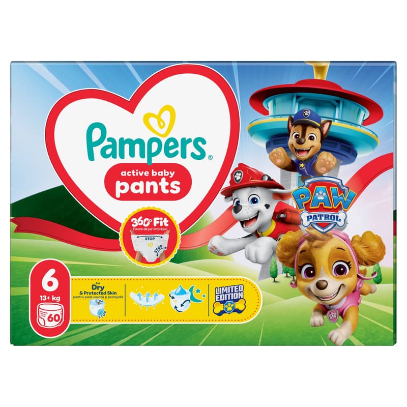 Pampers Baby-Dry Pants Paw Patrol Edition Size 6, 60 Nappies, 14kg - 19kg