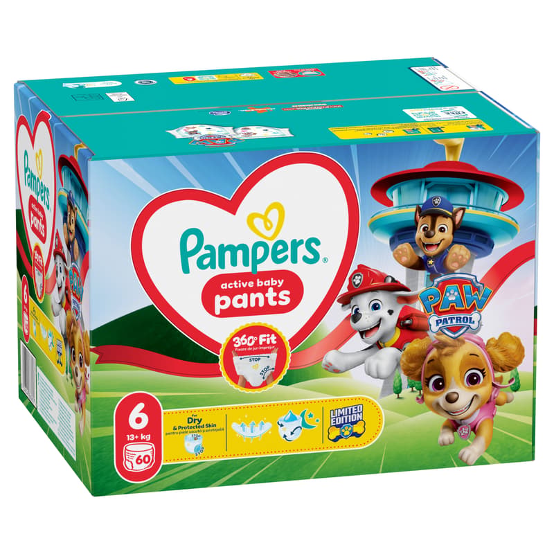 Pampers Baby-Dry Pants Paw Patrol Edition Size 6, 60 Nappies, 14kg - 19kg