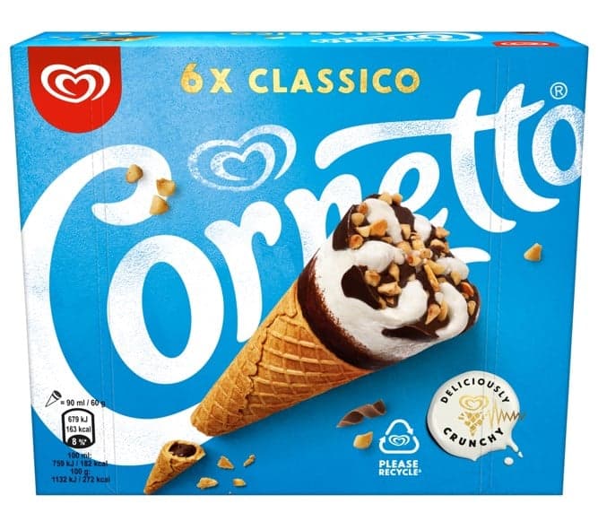 CORNETTO Multipack Funnel Ice Cream Classico Vanilla 6x90ml