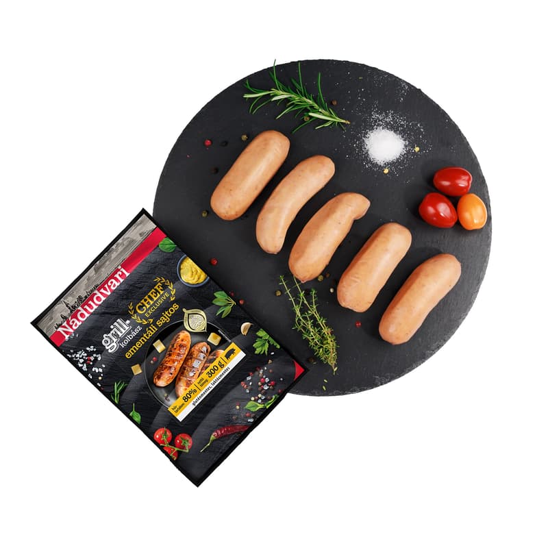 Nádudvari grillkolbász  ementáli sajtos