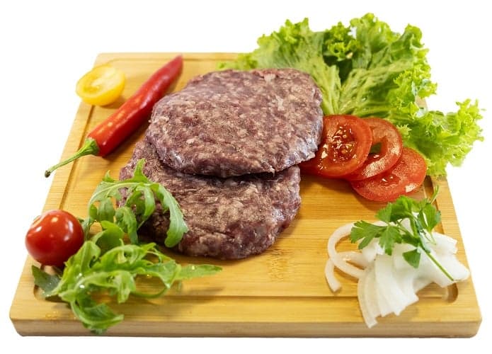 Hungarian variegated beef hamburger meat patty