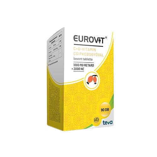 Eurovit C+D vitamin csipkebogyóval bevont tabletta 90 db