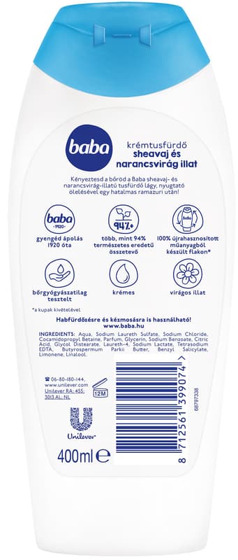 Baba Sheavaj és narancsvirág illatú tusfürdő, 400 ml