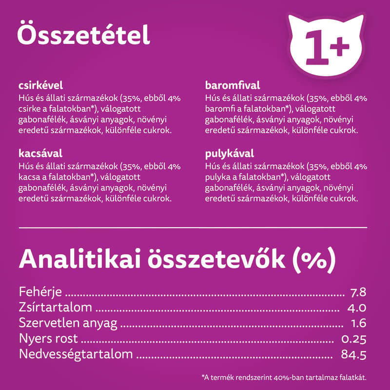 Whiskas baromfi tasakos eledel válogatás felnőtt macskák számára, 12x85g