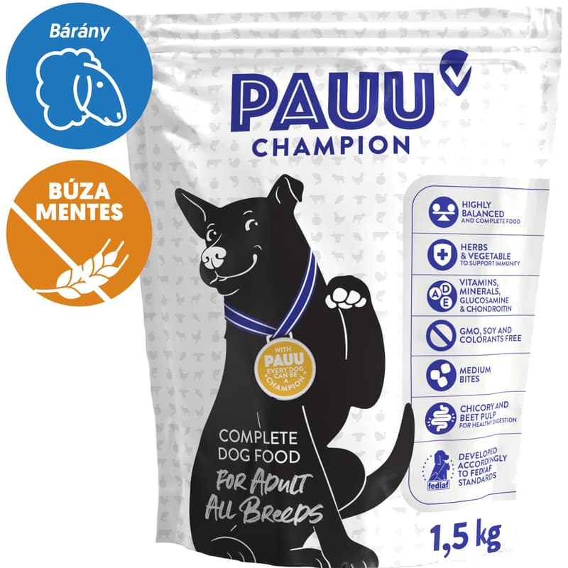 Pauu monoprotein és gluténmentes száraz kutyatáp báránnyal és rizzsel