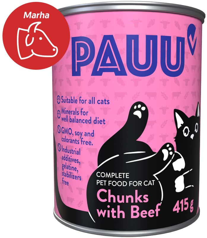 Pauu nedves, szószos macskaeledel marhával