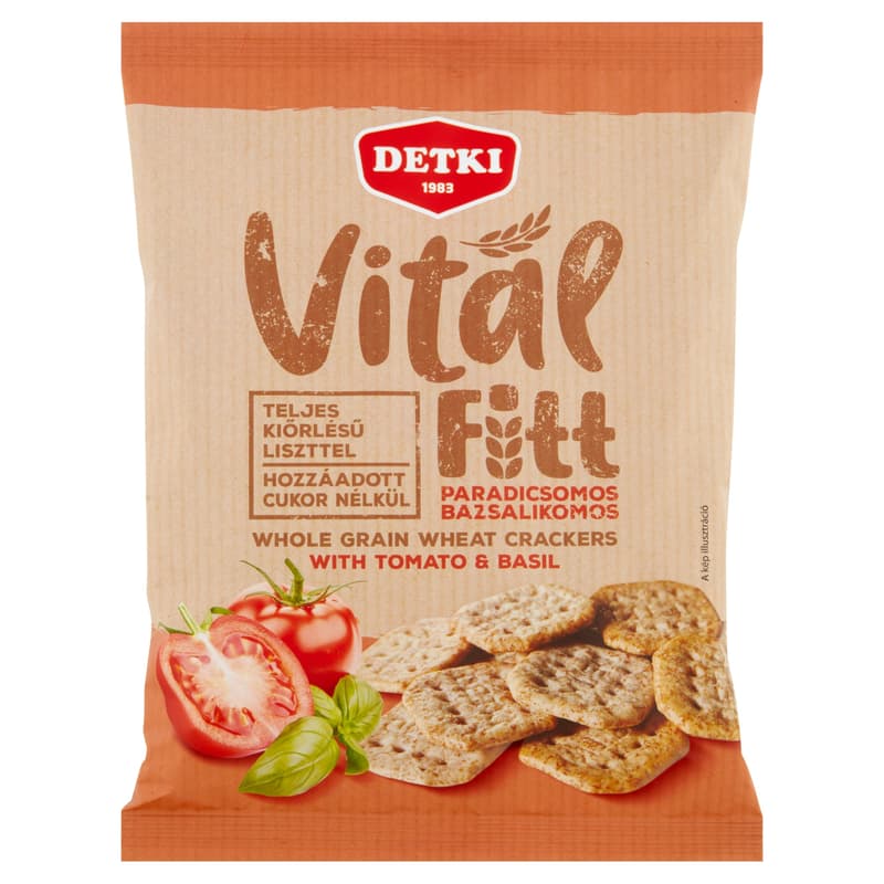 Detki Whole grain wheat crackers with tomato and basil, without added sugar