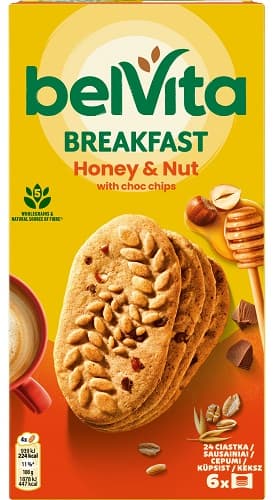 Belvita Jóreggelt! mézes-mogyorós keksz csokoládédarabokkal