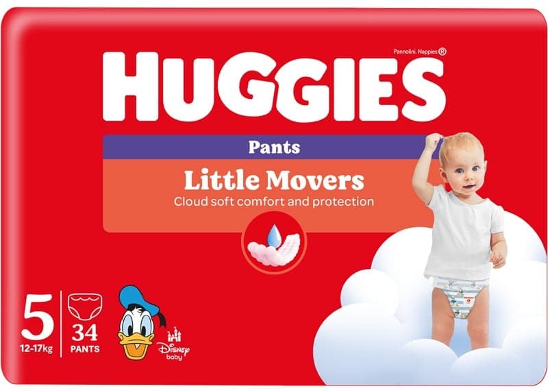 Huggies Little Movers Pants bugyipelenka 5, 12-17 kg